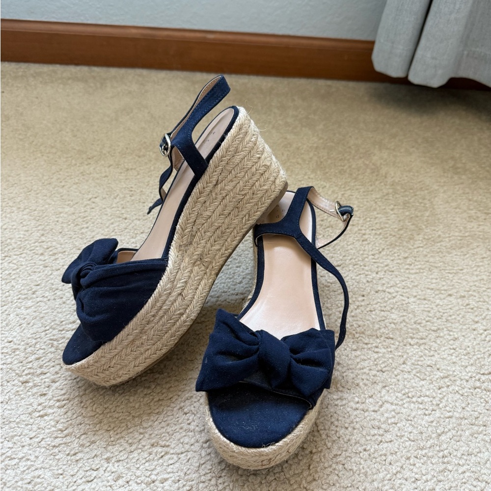 A New Day Blue and Tan Espadrille Sandals with Bow